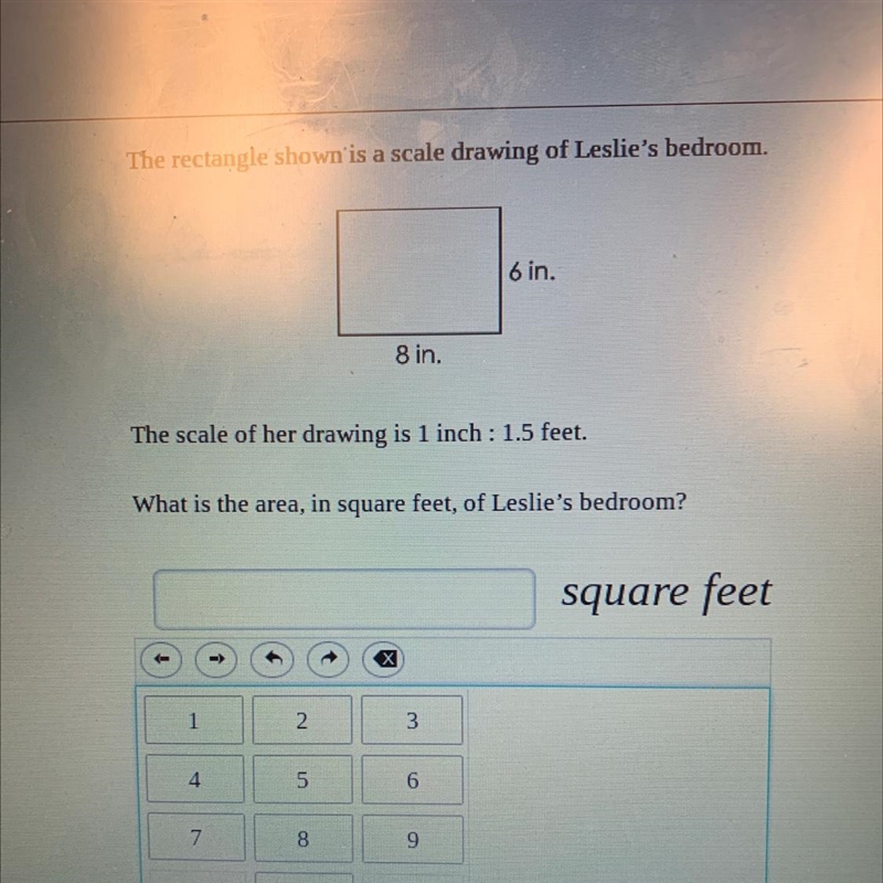 What is the area in square feet of Leslie’s room ?-example-1