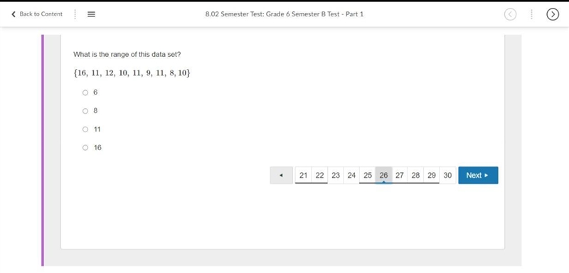 What is the range of this data set? {16, 11, 12, 10, 11, 9, 11, 8, 10} 6 8 11 16-example-1