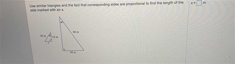 Use similar triangles and the fact that corresponding sides are proportional to find-example-1