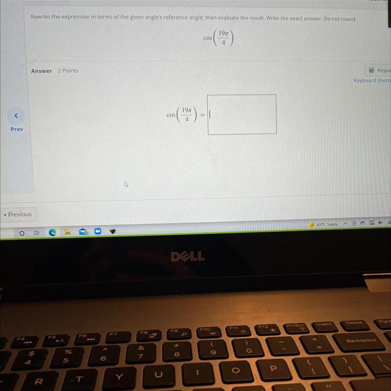 Rewrite the expression in terms of the given angle's reference angle: then evaluate-example-1