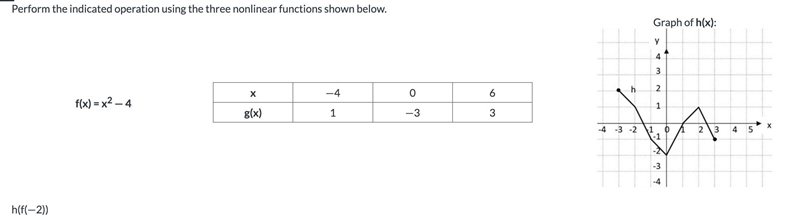 Perform the indicated operation using the three nonlinear functions shown below.-example-1