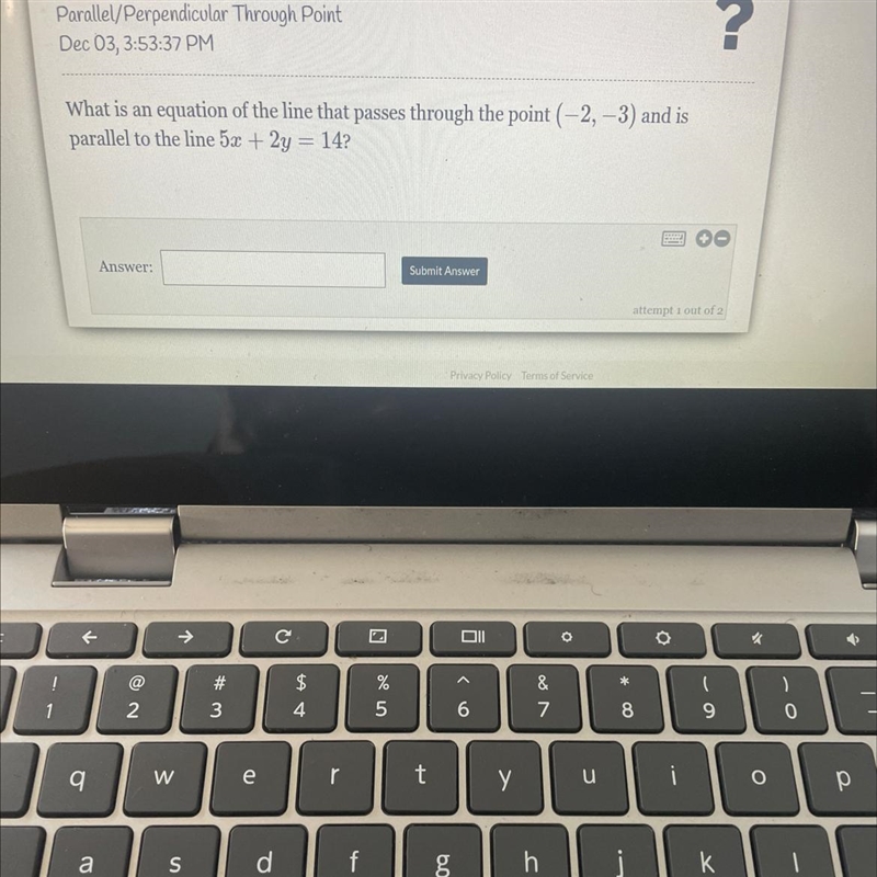 What is the equation for these points and parallel to the line 5x+2y=14?-example-1