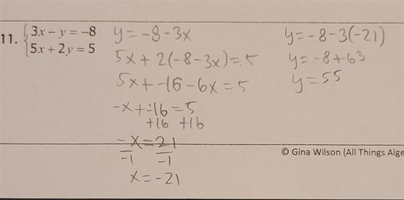 I need help with this problem. I tried doing it but it seems wrong.Solve by substitution-example-1