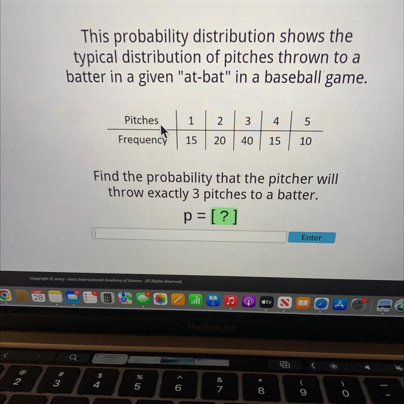 This probability distribution shows thetypical distribution of pitches thrown to abatter-example-1