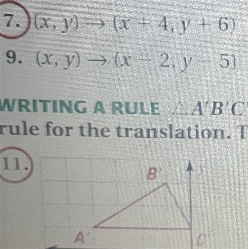 #7 The verticals of triangle PQR are P(-2,3) Q(1,2) and R(3,-1). Graph the image of-example-1