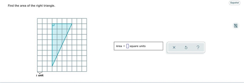 Find the area of the right triangle.-example-1