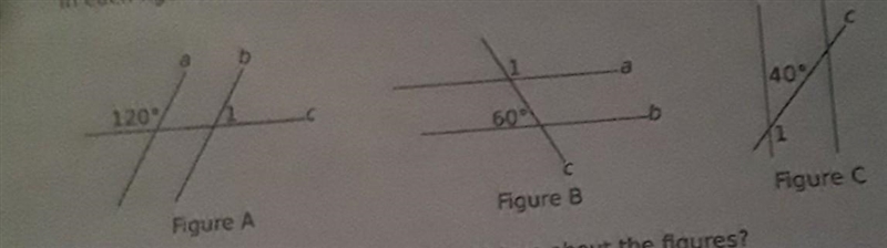 In each figure, fine a is parallel to line b and line c intersects lines a and b. in-example-1