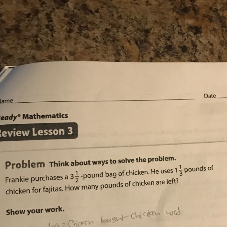 Number 4; Find the actual difference. ___________ There are ______ pounds of chicken-example-1