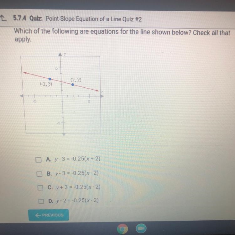 Which of the following are equations for the line shown below? Check all that apply-example-1