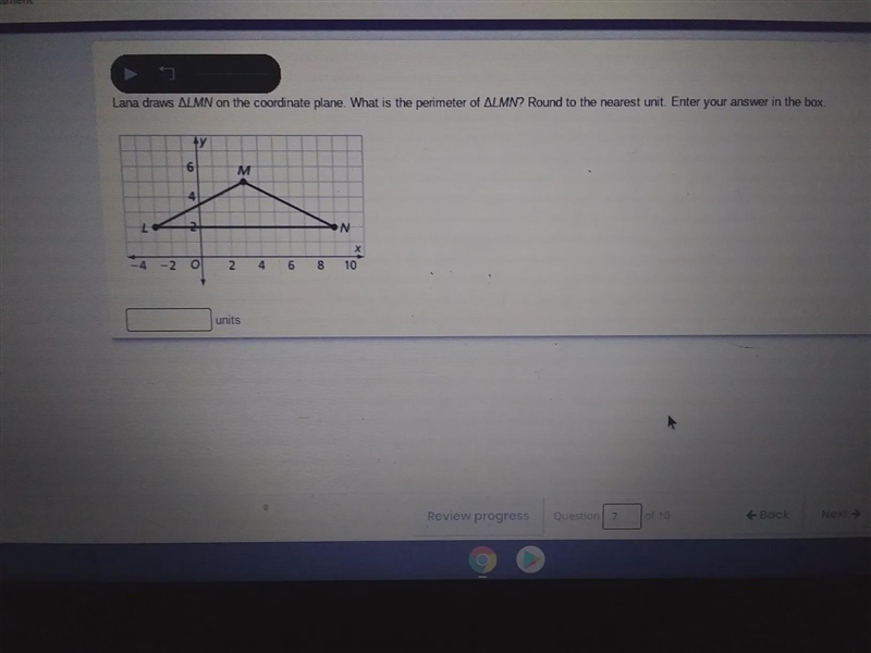 LanaCharles almn on the coordinate plane what is the perimeter of a ALMN round to-example-1