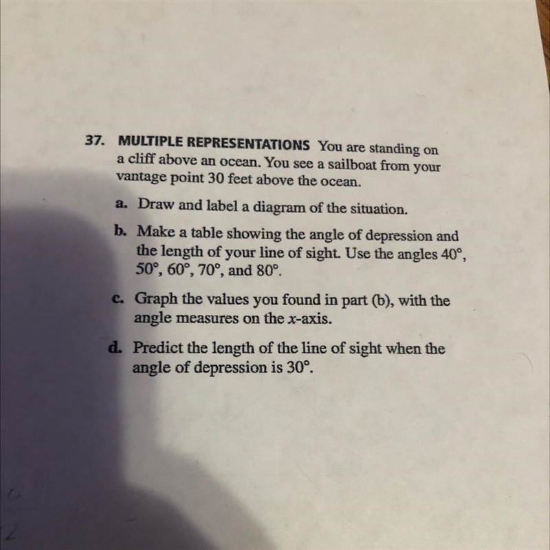 37. MULTIPLE REPRESENTATIONS You are standing ona cliff above an ocean. You see a-example-1