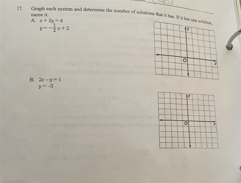 Solution:17.Graph each system and determine the number of solutions that it has. If-example-1