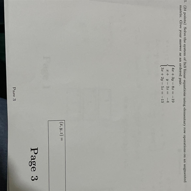 Solve the system of 3×3 linear equations using elementary row operations-example-1