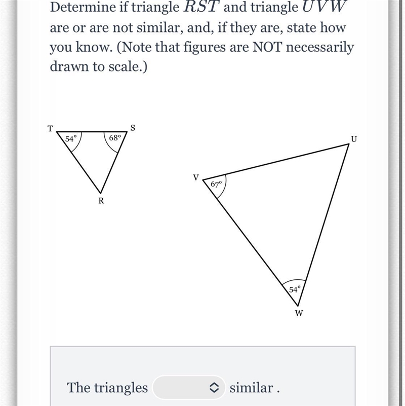 Is the triangles similar? If the triangles are similar then this is the statements-example-1