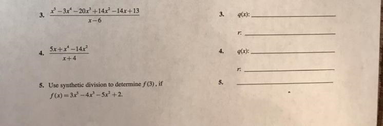 #5. Solve using synthetic division If you are not knowledgeable in college algebra-example-1