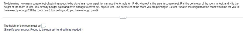 To determine how many square feet of painting needs to be done in a room, a painter-example-1