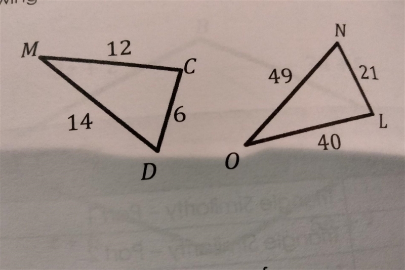 Are the following triangles similar? Justify your answer.​-example-1