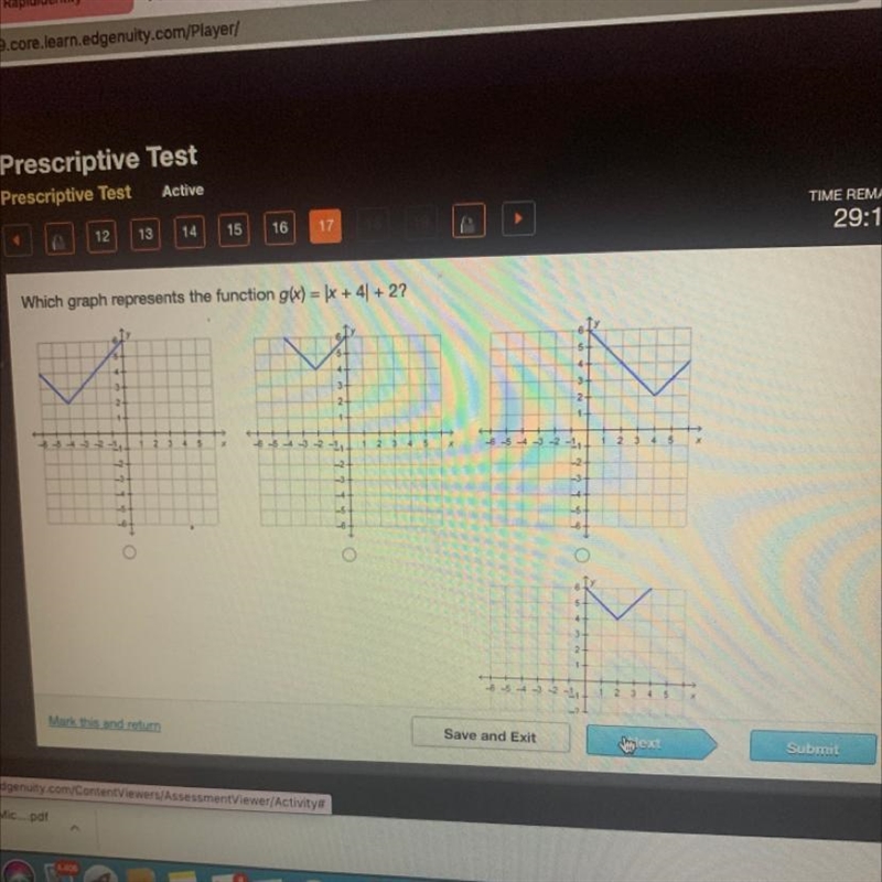 Which graph represents the function g(x) = 5x + 4 + 2?-example-1