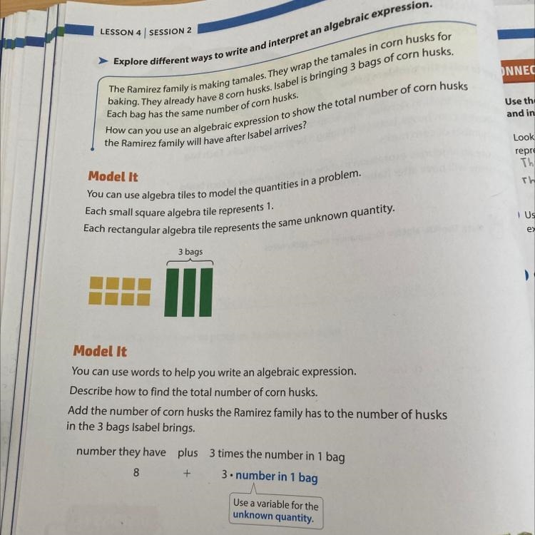 Use the variable x to represent each large rectangular tile. What algebraicexpression-example-1