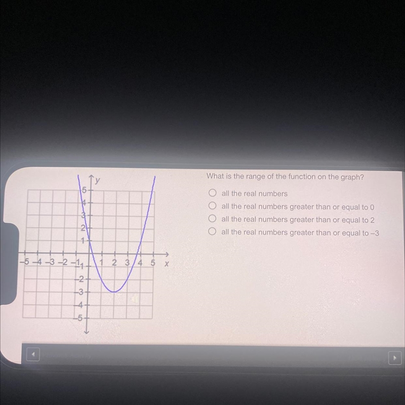 all the real numbersall the real numbers greater than or edall the real numbers greater-example-1