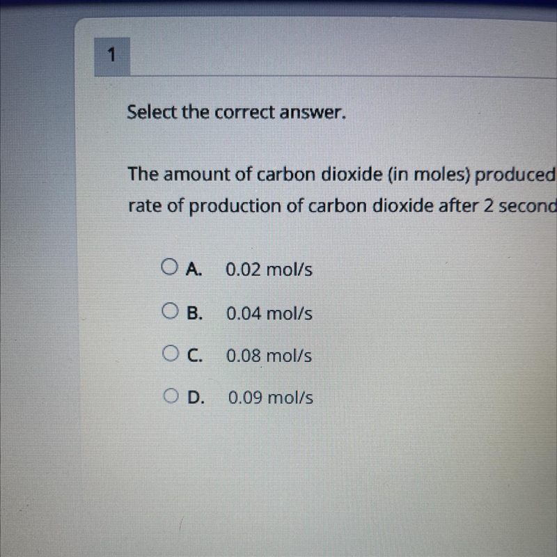 (calc !) the amount of carbon dioxide in moles produced in a chemical reaction is-example-1