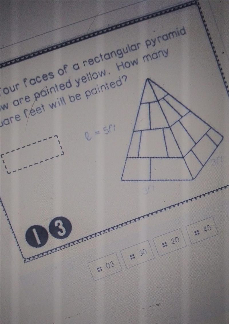 the four faced of a rectangular pyrimid below are painted yellow. how many square-example-1