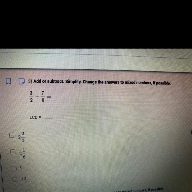 DD3.3) Add or subtract. Simplify. Change the answers to mixed numbers, if possible-example-1