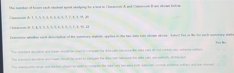 determine whether each description of the summary statistic applies to the two data-example-1