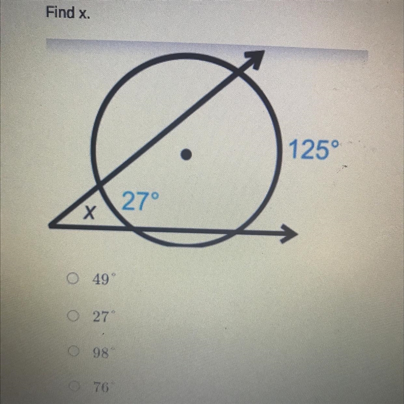 Find X A = 49 B = 27 C = 98 D = 76-example-1