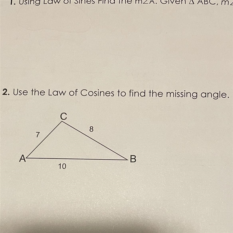 Help with #2 please and thanksFind the measure of angle C-example-1