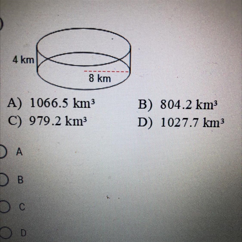 A) 1066.5 km C) 979.2 km B) 804.2 km D) 1027.7 km-example-1