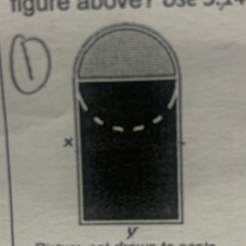 If x= 19 feet and y = 12 feet, what is the area and perimeter of the figure above-example-1