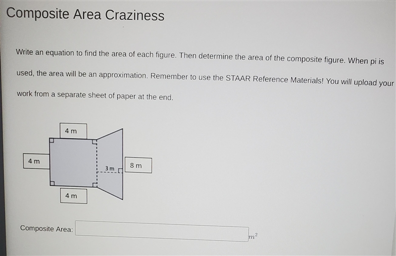 write an equation to find the area of each figure. Then determine the area of the-example-1