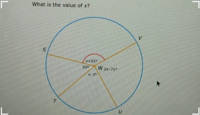 What is the value of x? S *+559 W 2x–71° X-30-example-1