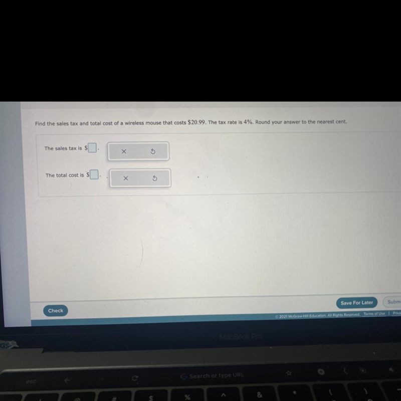 Find the sales tax and total cost of a wireless mouse that costs $20.99. The tax rate-example-1