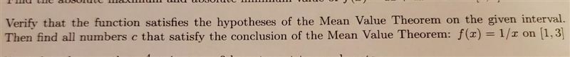 Verify that the function satisfies the hypotheses of the Mean Value Theorem on the-example-1