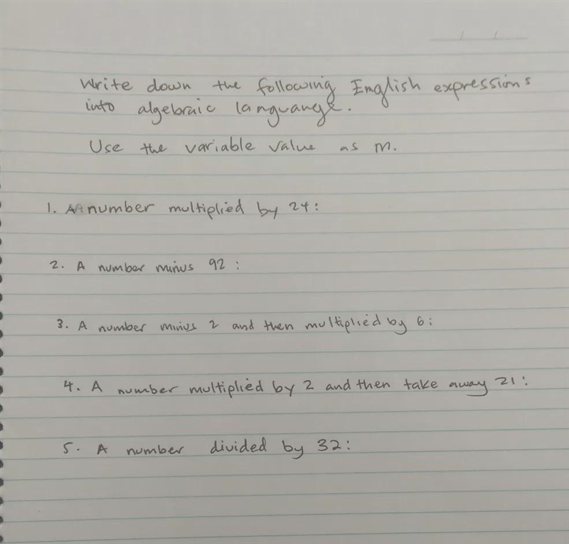 Hello, I'm confused on this one. Writing English expression into algebraic language-example-1