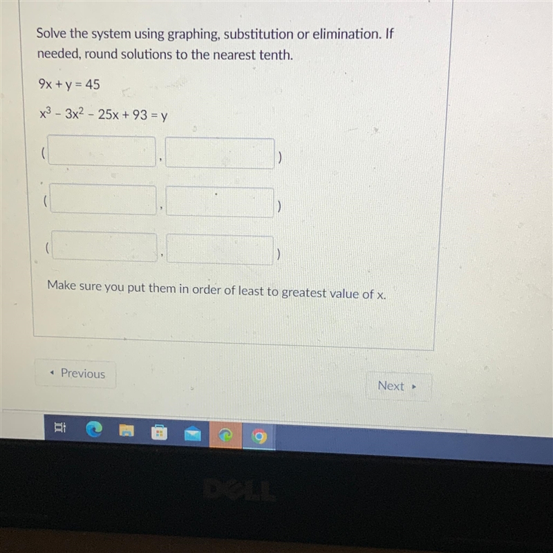 Solve the system using graphing, substitution or elimination. If needed round soulutions-example-1