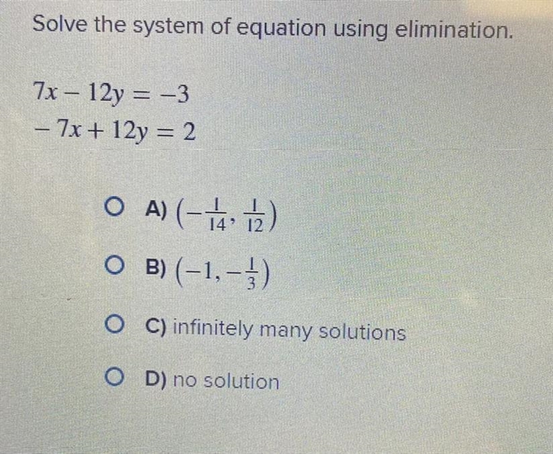 Solve the system of equation using elimination-example-1