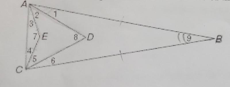 in the figure, ∆ABC is is isosceles, ∆ADC is equilateral, ∆AEC is isosceles, and measures-example-1