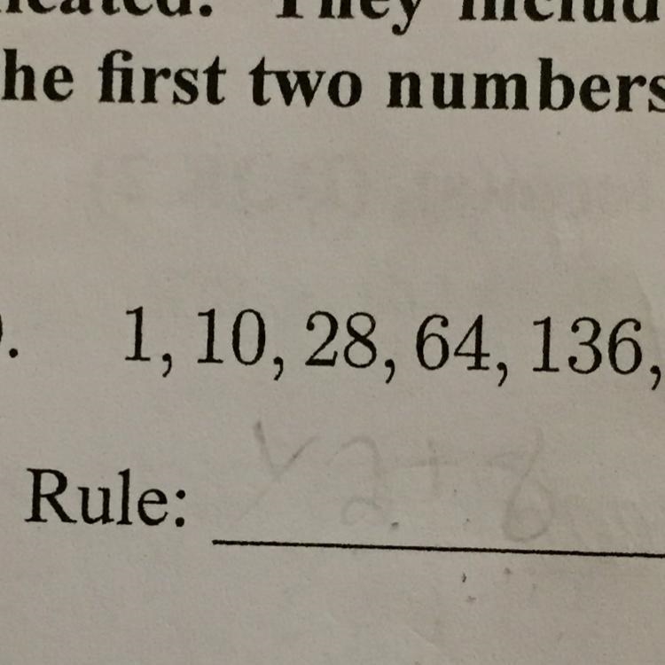 What is the rule for 1 10 28 64 136-example-1