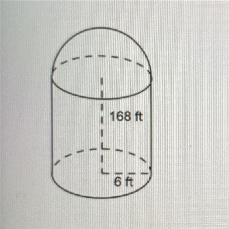 A grain silo is shown belowWhat is the volume of grain that could completely fill-example-1