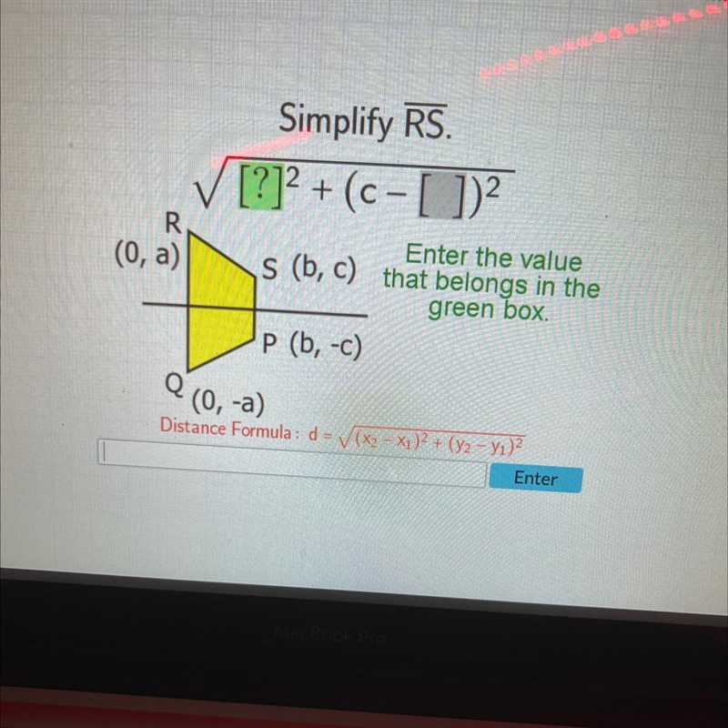 Using the distance formula enter the values in the empty boxes-example-1