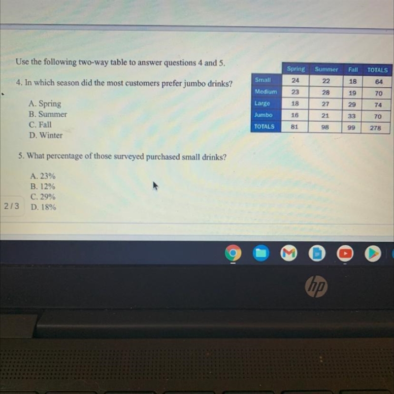 Use the following two-way table to answer questions 4 and 5.-example-1