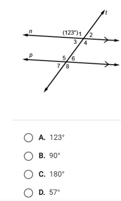 Two parallel lines are cut by a transversal. What is the measure of angle 6?-example-1