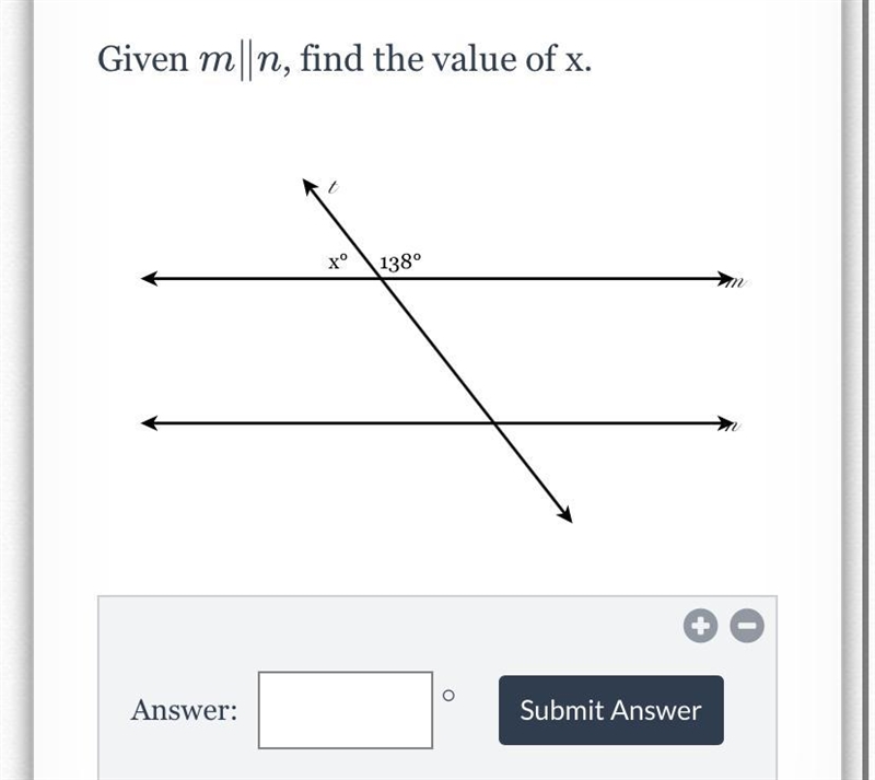 Given m∥n, find the value of x.-example-1