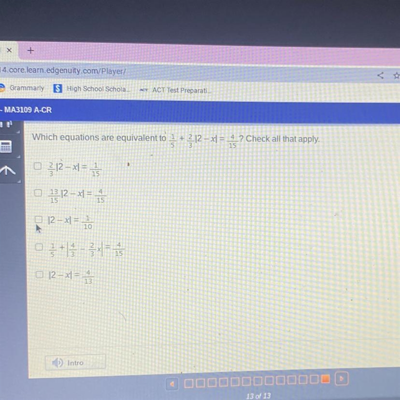 NEED HELP ASAP !! Which equations are equivalent to 2 + 2 12-x1=1? Check all that-example-1