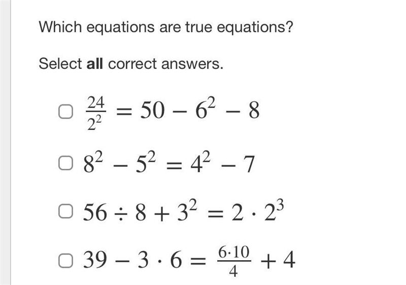 Which equations are true-example-1