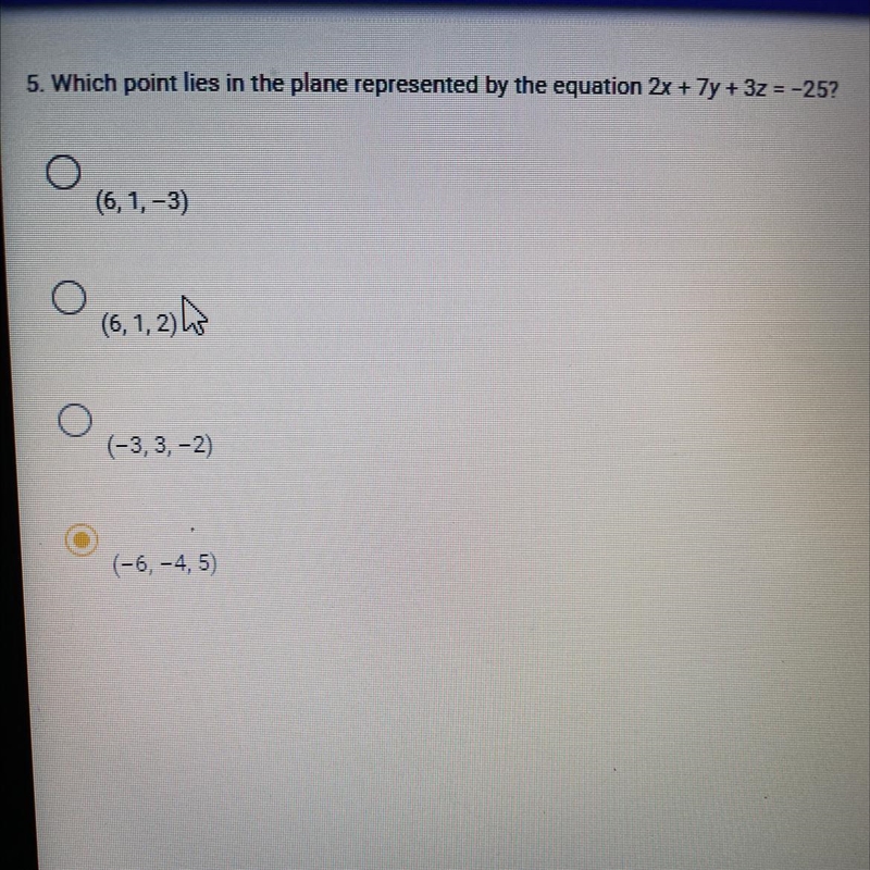 Which point lies in the plane represented by the question-example-1