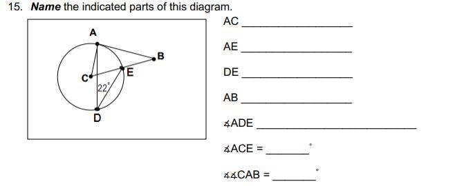 Show full solutions.15. Name the indicated parts of this diagram.-example-1